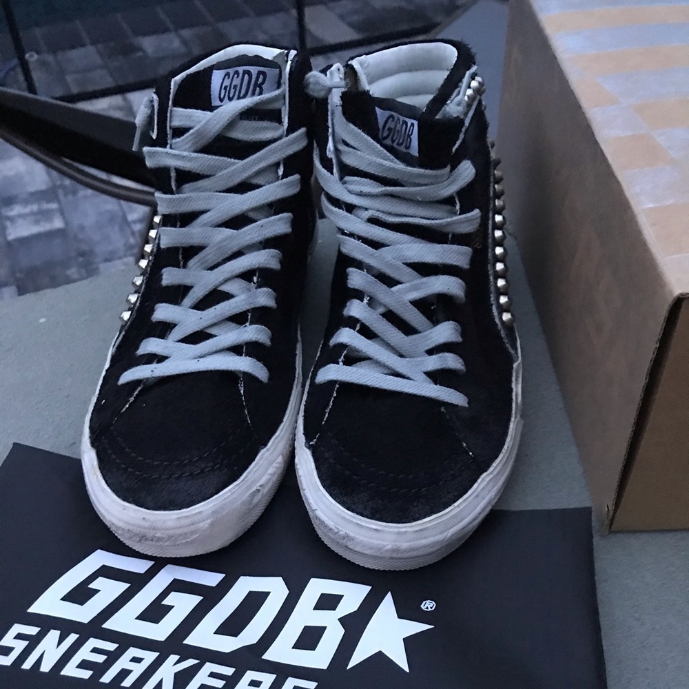 Golden Goose Black Studded Slides Brand New 39